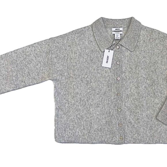 NEW Jason Wu Cashmere Collared Cardigan Sweater Gray Women's Size S - Picture 6 of 11